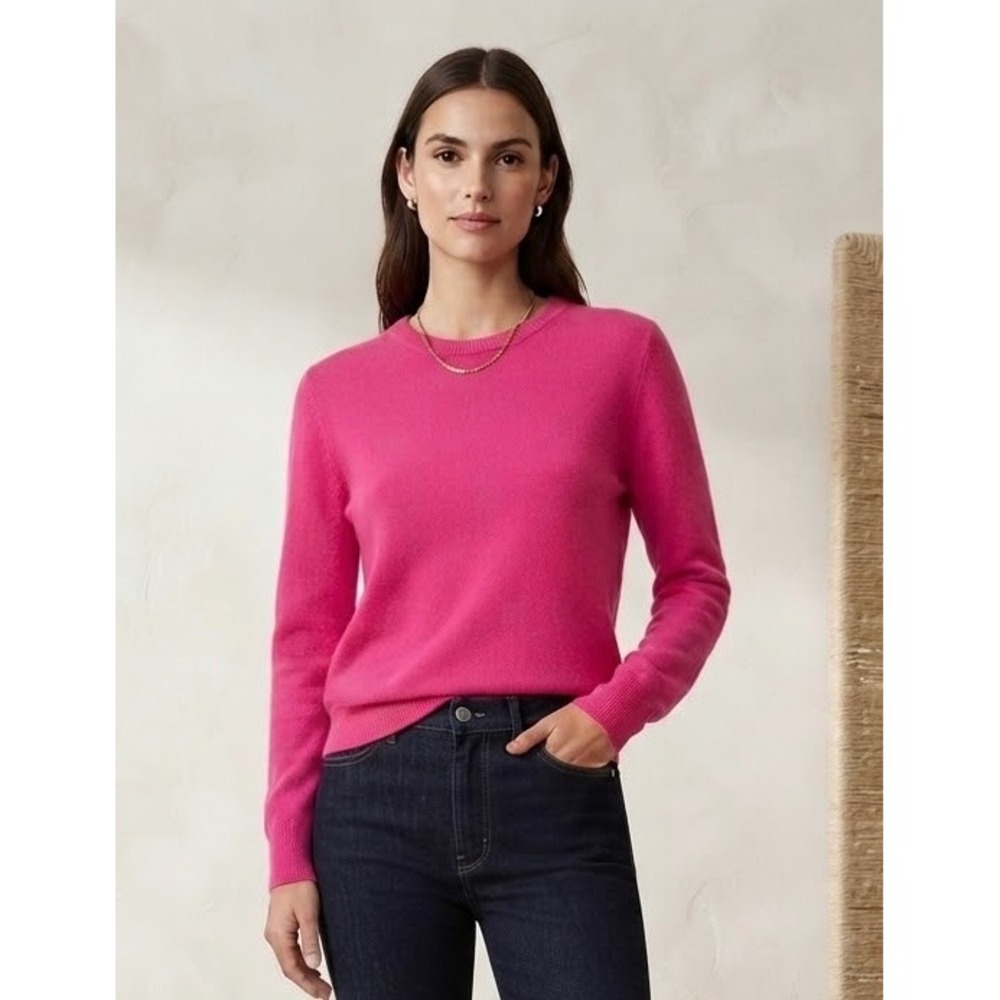 Babaton Cashmere Crewneck Sweater Pink Women Medium Quiet Luxury cozy